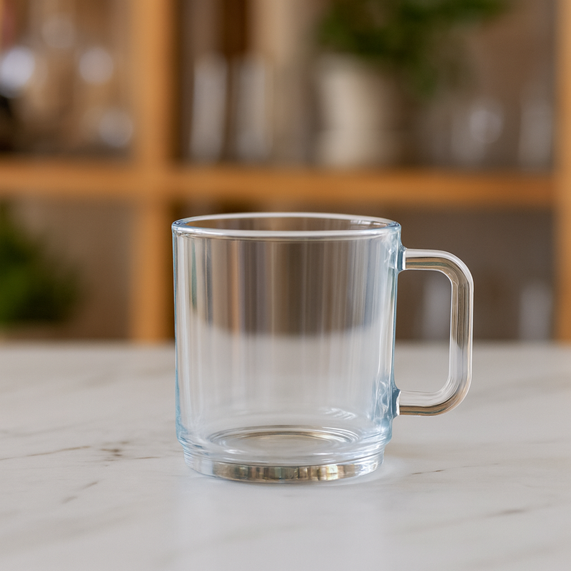Clear Glass Mug – Premium 205 ml Deli Glassware (Set of 6) - Habitt