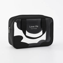 Black Transparent Toiletry Bag | Waterproof Travel Makeup & Storage Pouch