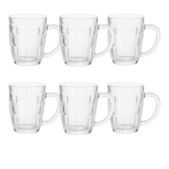 520 ml Large Heavy Glass Mug – Premium Clear Beverage Mug Set of 6 for Water, Juice, Lassi & Shakes