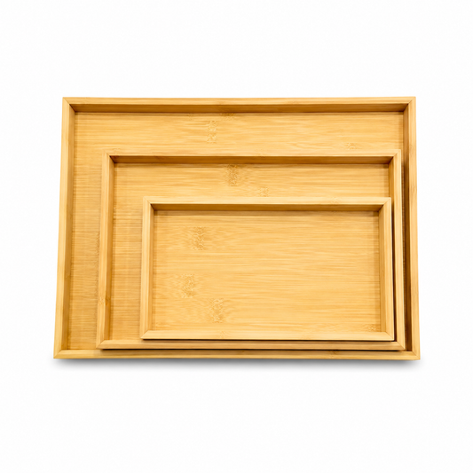 3-Piece Rectangular Bamboo Tray Set