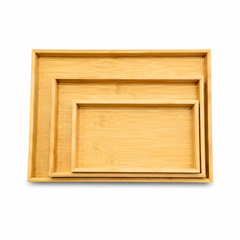 3-Piece Rectangular Bamboo Tray Set