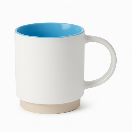 Modern White &amp; Blue Ceramic Mug – Dual-Tone Coffee & Tea Cup