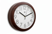 Heritage Squat 2 Wall Clock 9.75 Inch – Walnut Wood-Effect Frame with White Dial & Classic Numerals (Plastic) - Habitt