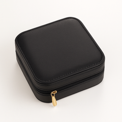 1Pc Elegant Travel Jewelry Box Organizer (Assorted) – Compact PU Leather Storage Case for Earrings, Rings & Necklaces (Black, White, Pink)