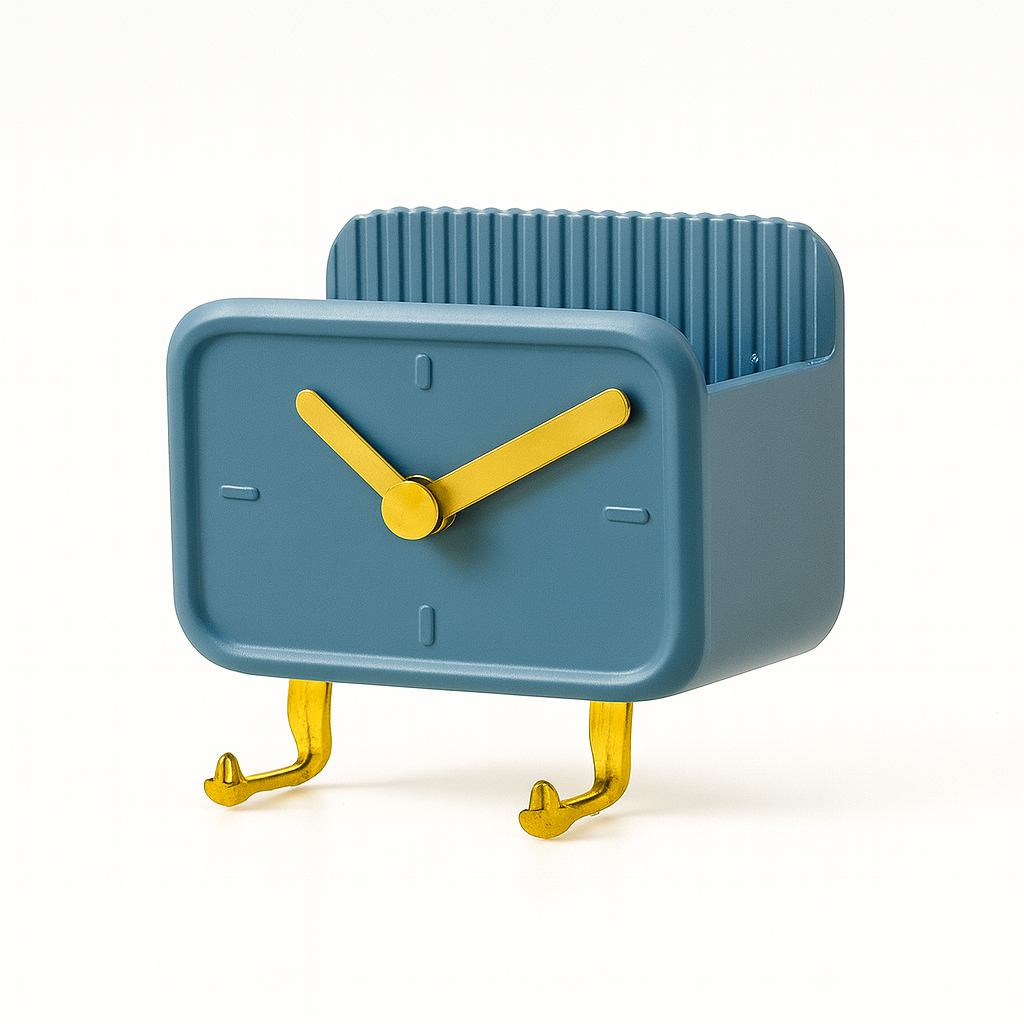Wall-Mounted Clock with Mobile Holder — Space-Saving Decor & Convenient Storage