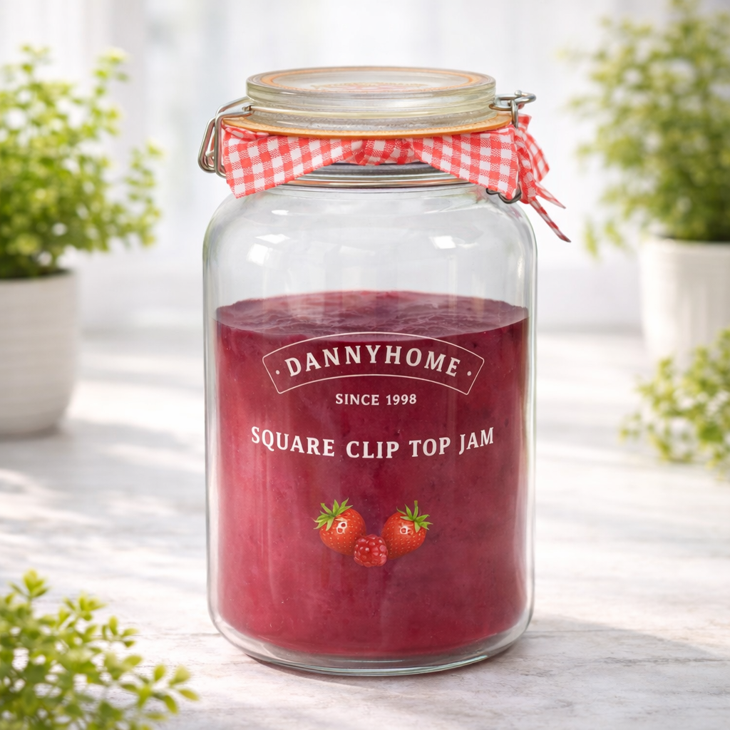 Square Clip Top Glass Jar – 2L - Habitt