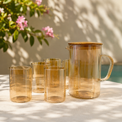 6 Piece Transparent Water Set with Jug | Drinkware Set