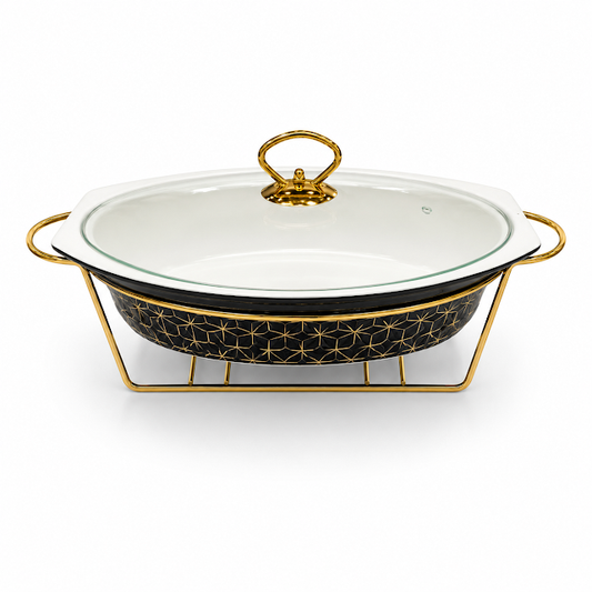 Premium 12.5 Inch Oval Burner Dish Black for Stylish Food Presentation