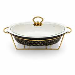 Premium 12.5 Inch Oval Burner Dish Black for Stylish Food Presentation
