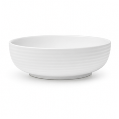 Medium Round White Bowl – Modern Textured Serving Bowl - Habitt