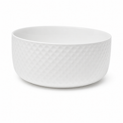 Medium Round White Bowl – Textured Minimalist Serving Bowl - Habitt