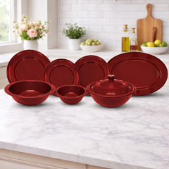 Red Melamine Dinner Set – Bold Elegance for Everyday & Festive Dining (22 / 30 / 43 PCS)
