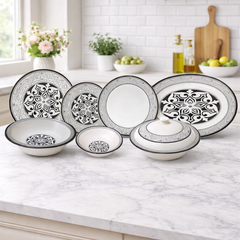 Gothic Grace Dinner Set – Bold Black Elegance with Ornate Detailing (22 / 30 / 43 PCS)