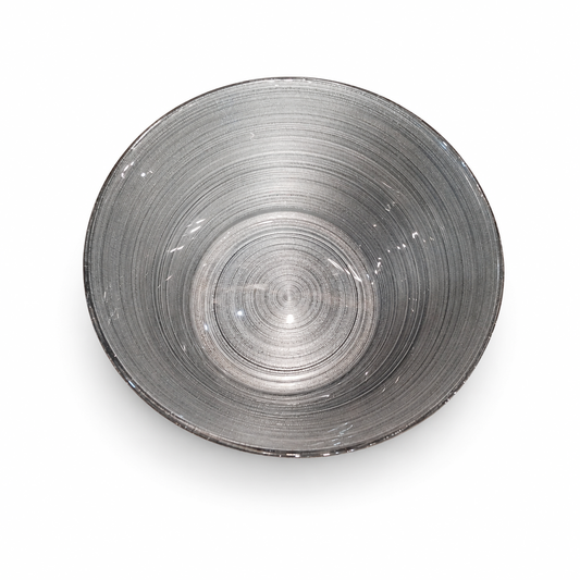 Large Round Grey Salad Bowl – Modern Textured Serving Bowl - Habitt