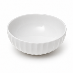 Small Round White Bowl – Elegant Textured Serving Bowl - Habitt