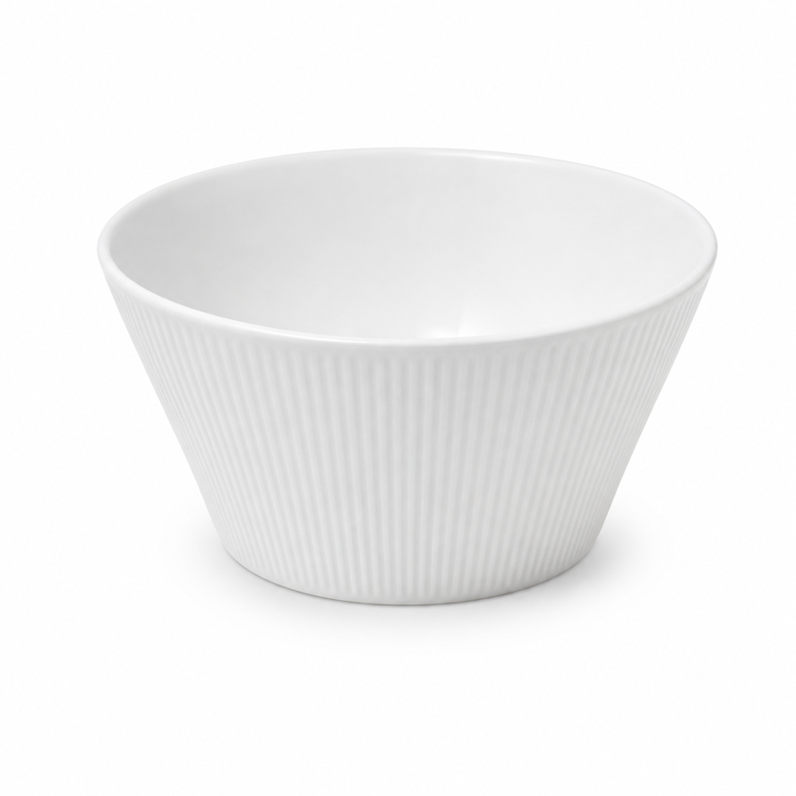 Standard Round White Bowl – Modern Ribbed Serving Bowl - Habitt