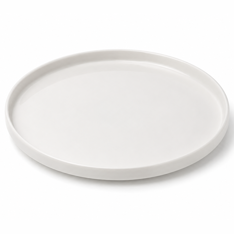 Small Round White Platter – Minimalist Serving Plate - Habitt