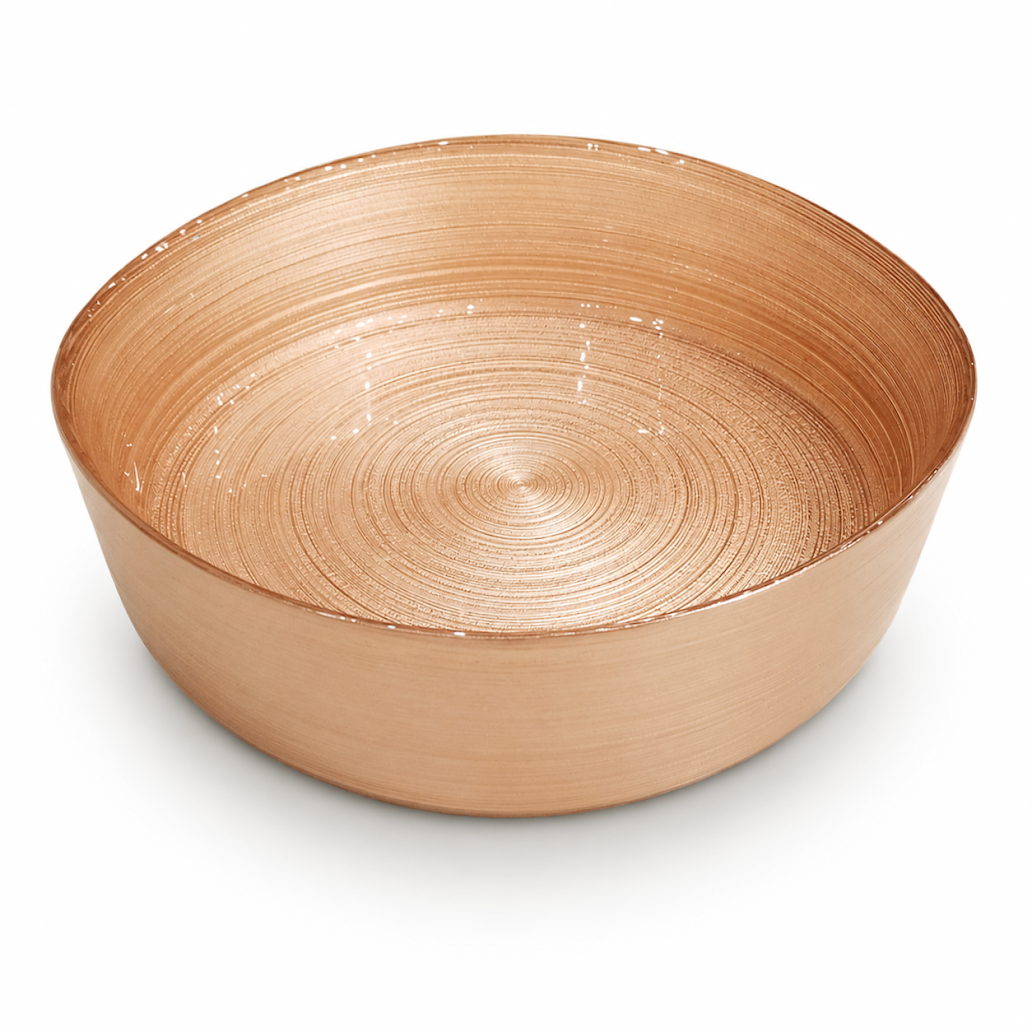 Large Round Copper Serving Bowl – Elegant Textured Bowl - Habitt