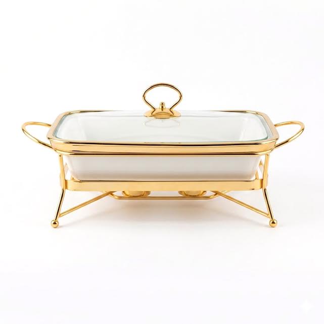 Premium 12 Inch Rectangle Burner Dish White for Elegant Food Service
