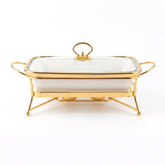 Premium 12 Inch Rectangle Burner Dish White for Elegant Food Service
