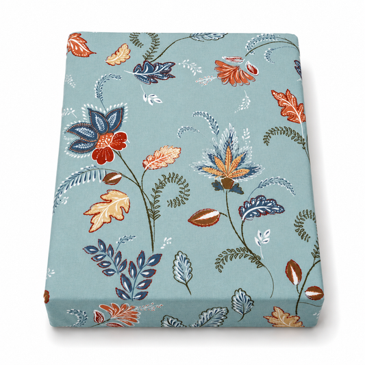 Percale Blue Floral Double Quilt Cover – 90 x 96 Inches