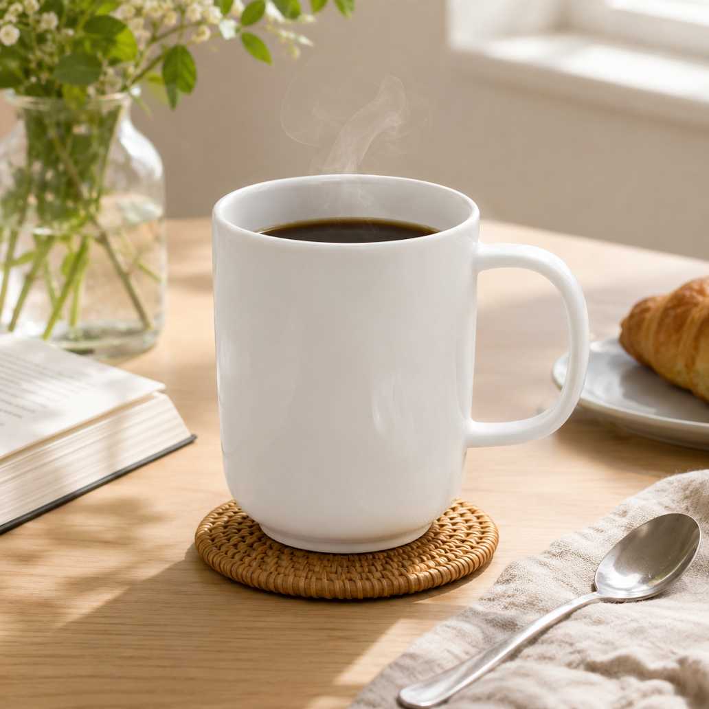 Classic 300ml White Mug – Minimalist Ceramic Design - Habitt