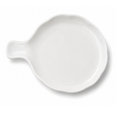 Round White Serving Platter with Handle – Elegant Modern Serving Plate - Habitt