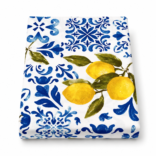 Blue Lemon Double Bed Sheet – 96 x 102 Inches
