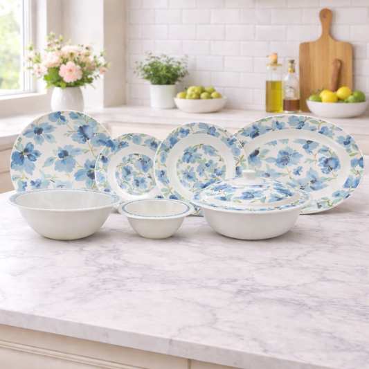 Sea of Blue Dinner Set – Coastal Florals with Fresh, Timeless Elegance (22 / 30 / 43 PCS)