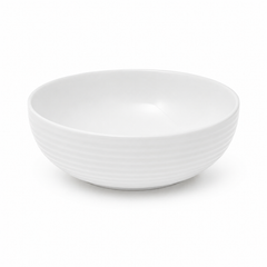 Medium Round White Bowl – Modern Textured Serving Bowl - Habitt