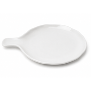 Round White Serving Platter with Handle – Elegant Modern Serving Plate - Habitt