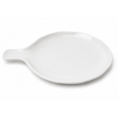 Round White Serving Platter with Handle – Elegant Modern Serving Plate - Habitt