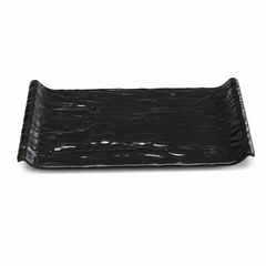 Medium Black Rectangular Platter – Modern Textured Serving Tray - Habitt