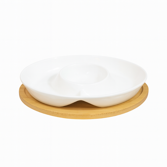 Stylish Portion Dish with Wooden Base – 16895