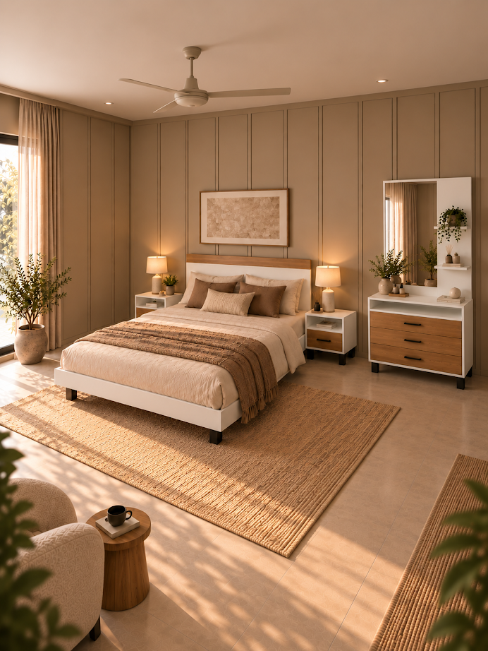 Elana Bed and sidetable  & Dresser Bundle with Rs. 7,500 Gift Card