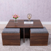 Demon Coffee Table (Wooden Top) with 04 Puffy - Habitt
