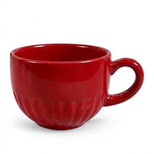 Cherry Red Ceramic Mug 450ml | Stylish Coffee & Tea Cup with Handle