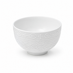 Small Round White Bowl – Embossed Decorative Serving Bowl - Habitt