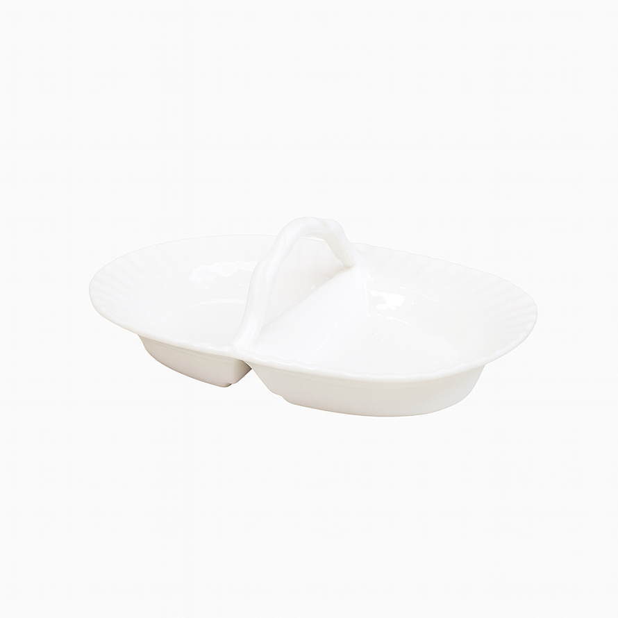 Stylish Ceramic Portion Basket – White
