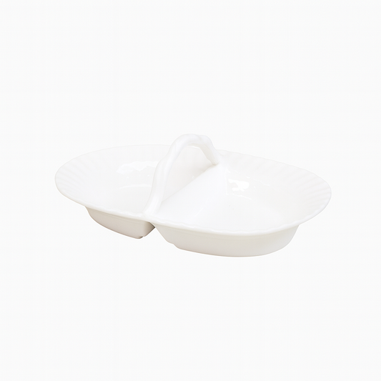 Stylish Ceramic Portion Basket – White