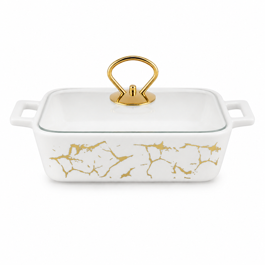 Elegant White Texture Small Burner Dish for Food Warming & Serving