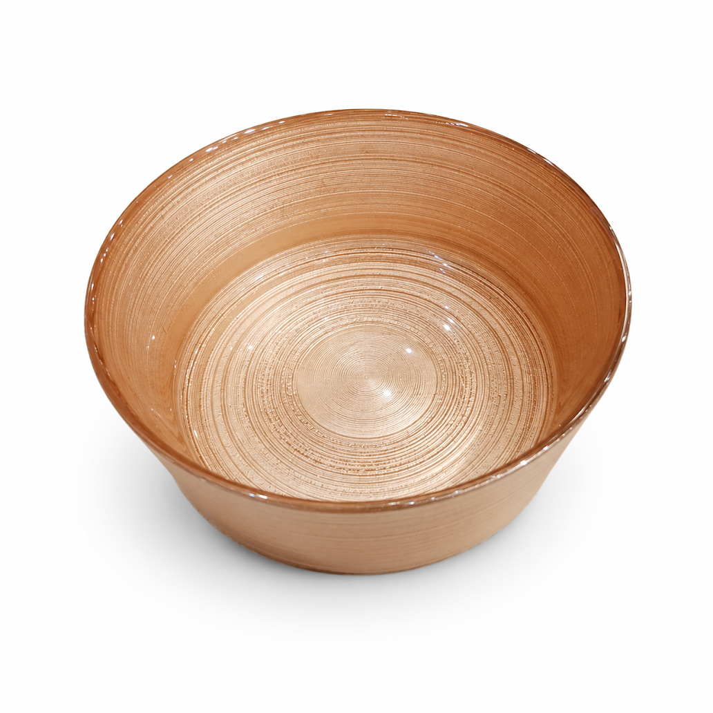 Medium Round Golden Dessert Bowl – Elegant Textured Serving Bowl - Habitt