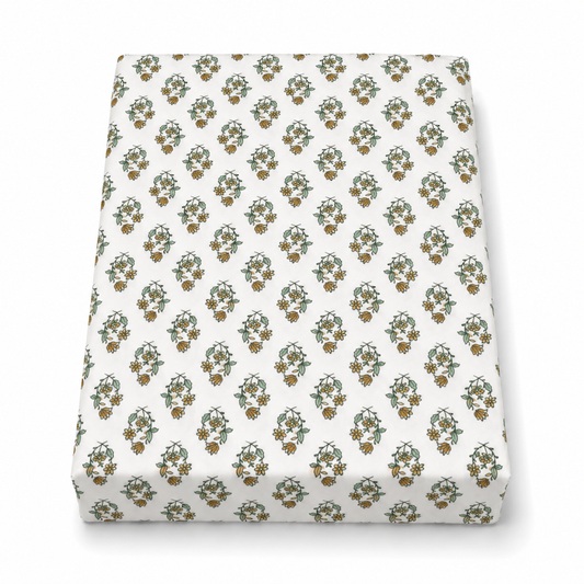 Percale Floral Buti Single Bed Sheet – 68 x 96 Inches