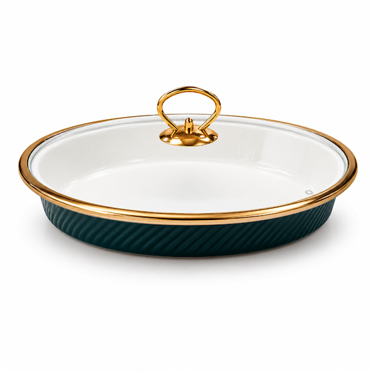 Premium 12 Inch Oval Burner Dish Blue for Elegant Buffet Service