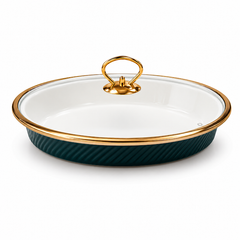 Premium 12 Inch Oval Burner Dish Blue for Elegant Buffet Service