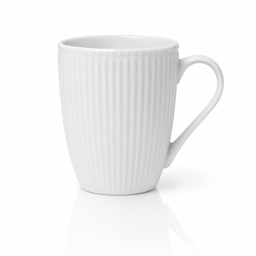 White Ribbed Ceramic Mug – Modern Minimalist Coffee Mug - Habitt