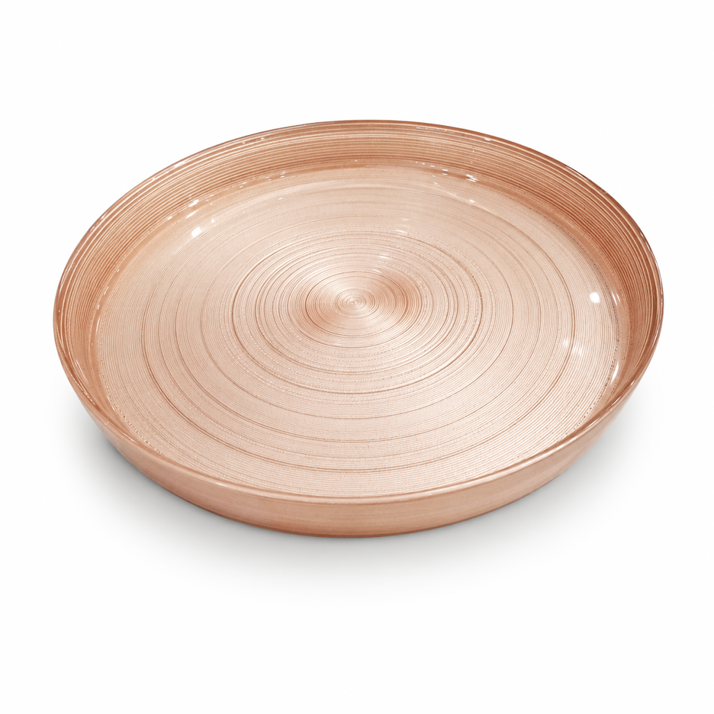 Large Round Copper Rice Platter – Elegant Serving Plate - Habitt