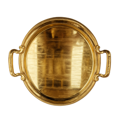 Antique Gold Metal Tray Set of 3 – Oval Decorative Serving Trays with Handle