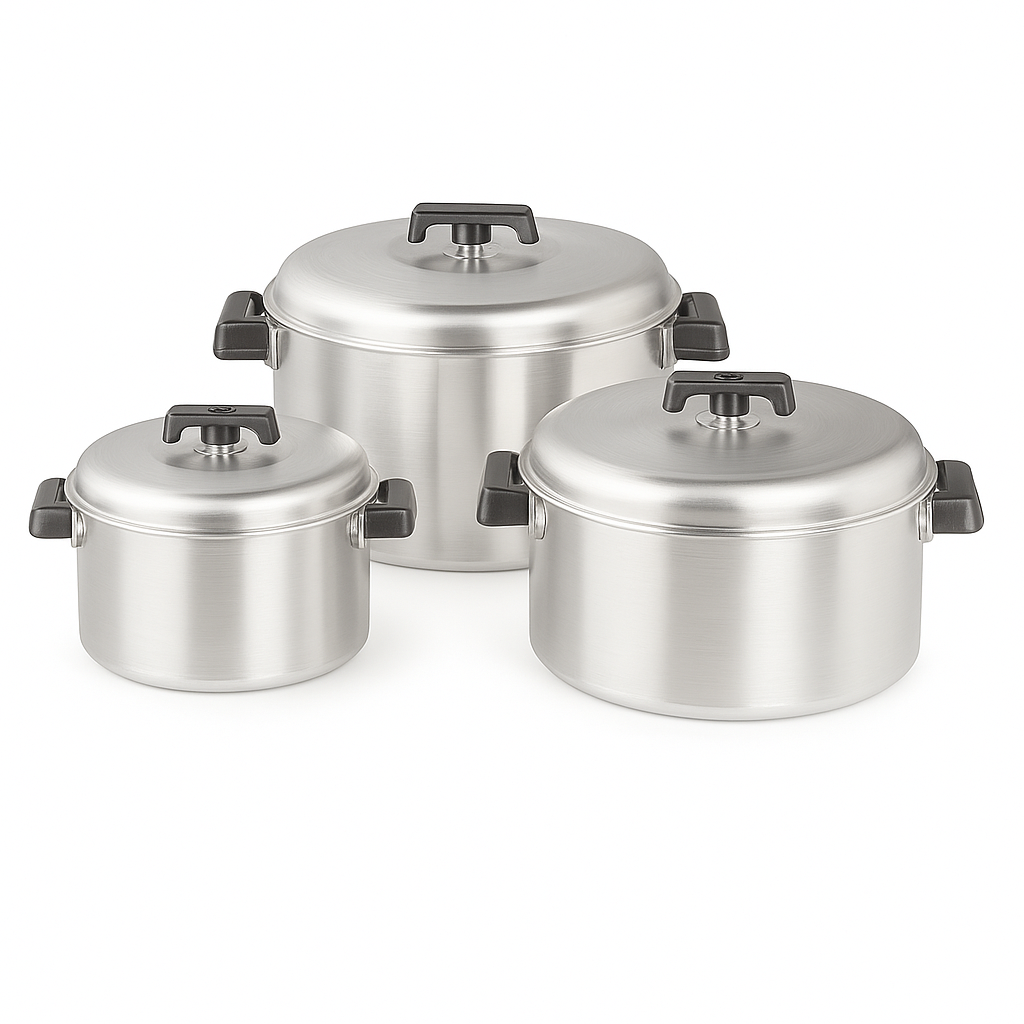 3-Piece Stainless Steel Hot Pot Set – Insulated Casserole Collection (Silver Finish)