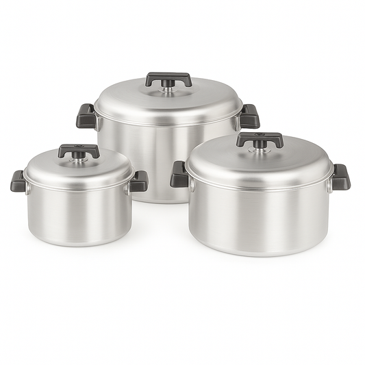 3-Piece Stainless Steel Hot Pot Set – Insulated Casserole Collection (Silver Finish)